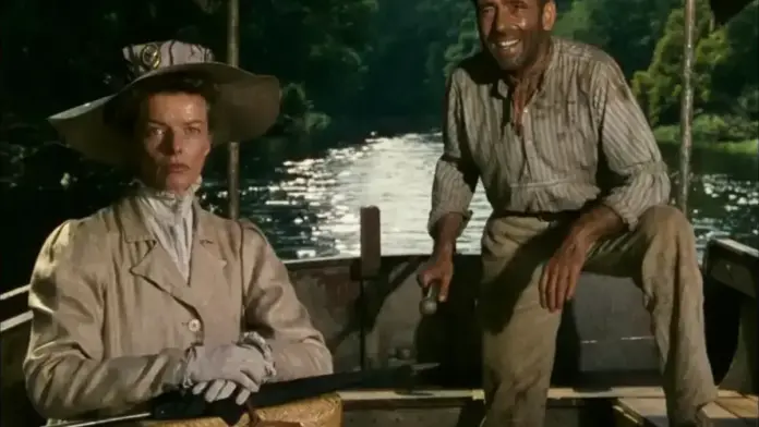 Cartell de la projecció de ‘La reina d’Àfrica’ a la Filmoteca d’Estiu, amb direcció de John Huston.