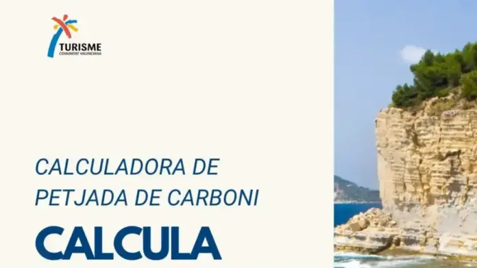 Captura o pantalla del portal turístic amb una calculadora de petjada de carboni.