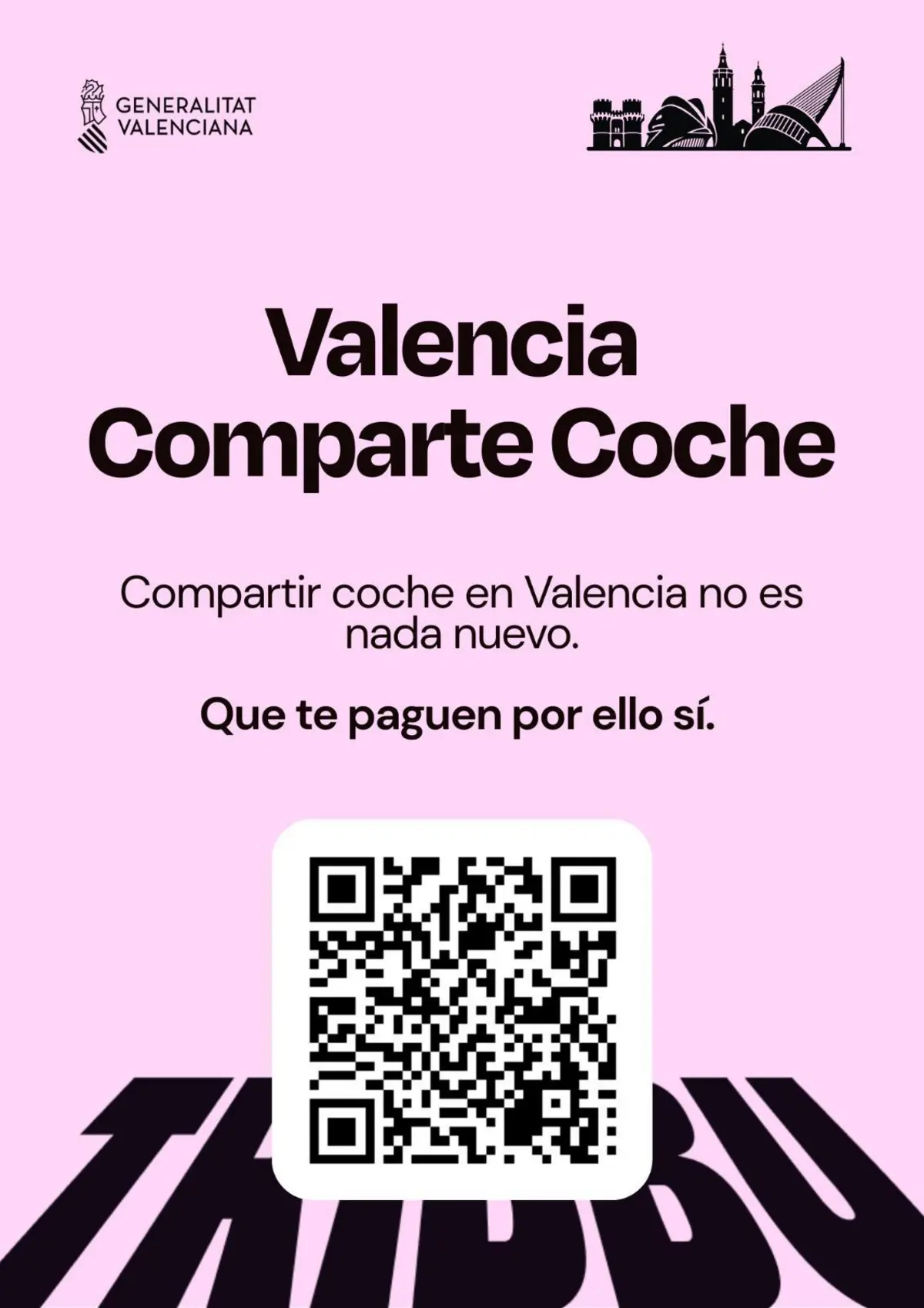 Cartell o plataforma de mobilitat València Comparte Coche als campus de Tarongers, Blasco Ibáñez i Ontinyent