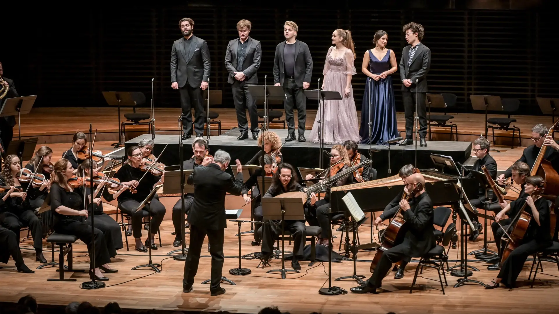 Intèrprets de Les Arts Florissants durant la versió en concert de ‘Riccardo Primo’, de Händel.
